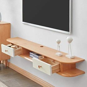 TV Flottant en Bois étagère Support Mural TV Media Console Entertainment Center Stand avec tiroir et étagère de Rangement Ouv