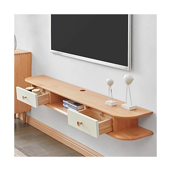 TV Flottant en Bois étagère Support Mural TV Media Console Entertainment Center Stand avec tiroir et étagère de Rangement Ouv