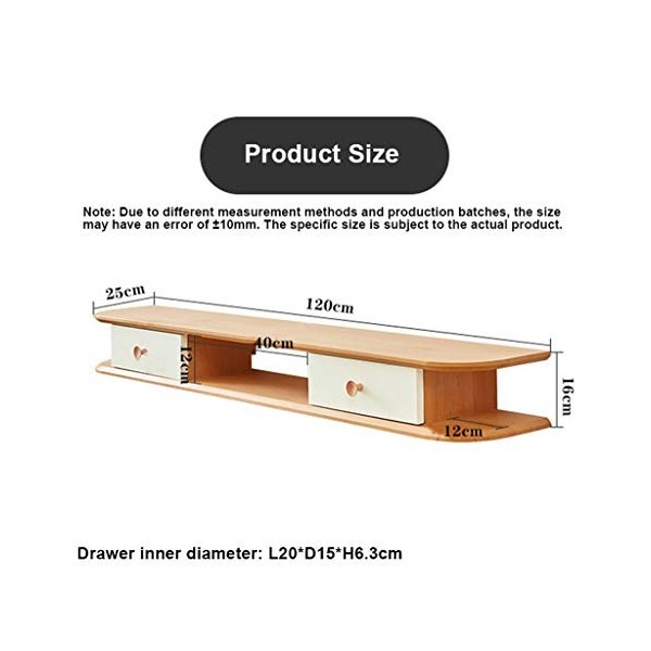 TV Flottant en Bois étagère Support Mural TV Media Console Entertainment Center Stand avec tiroir et étagère de Rangement Ouv