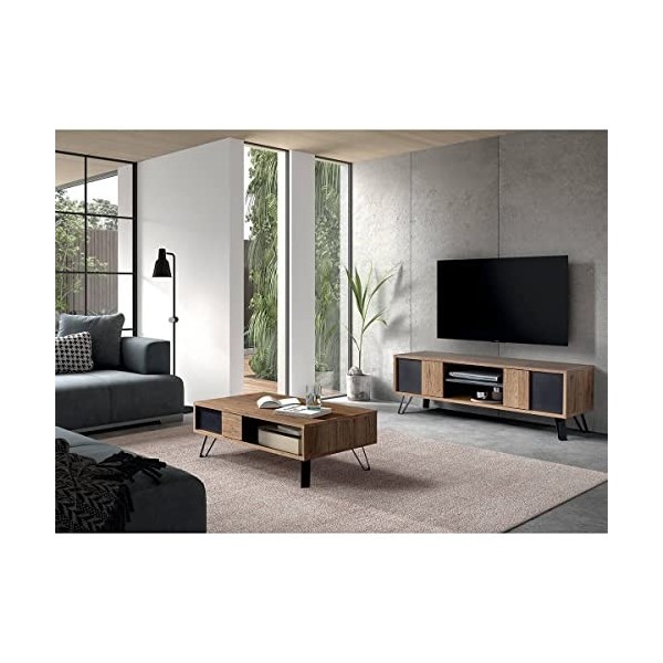 AltoBuy Carson - Ensemble Salon Meuble TV + Table Basse Piètement Métal A