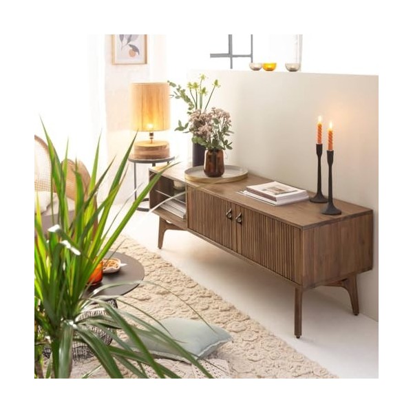 Made In Meubles Meuble TV en Bois dacacia Elie - Meuble TV 45 x 160 x 57 cm