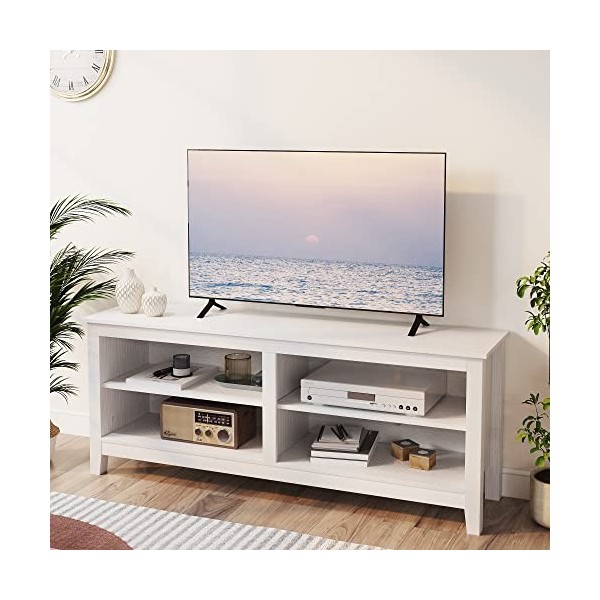 Gyger Meuble TV pour TV de 65" avec rangement, centre de divertissement TV moderne pour chambre à coucher, console multimédia