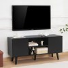 YINGTIANXIA Meuble TV moderne du milieu du siècle pour 55", console centrale de divertissement à domicile avec rangement, meu