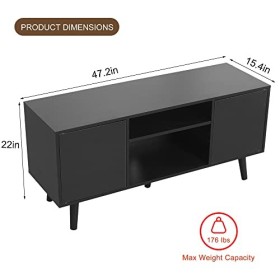 YINGTIANXIA Meuble TV moderne du milieu du siècle pour 55", console centrale de divertissement à domicile avec rangement, meu