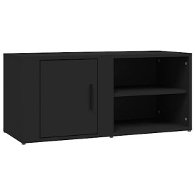 Higsose Meuble TV Salon Noir 80x31,5x36 cm Bois dingénierie Design Tendance Armoire Multimédia Grand Espace de Rangement Gar