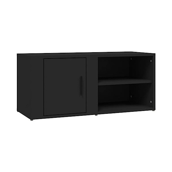 Higsose Meuble TV Salon Noir 80x31,5x36 cm Bois dingénierie Design Tendance Armoire Multimédia Grand Espace de Rangement Gar