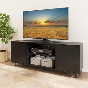 Gyger Meuble TV moderne pour télévision de 65", centre de divertissement TV pour chambre à coucher, salon, console multimédia