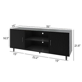 Gyger Meuble TV moderne pour télévision de 65", centre de divertissement TV pour chambre à coucher, salon, console multimédia