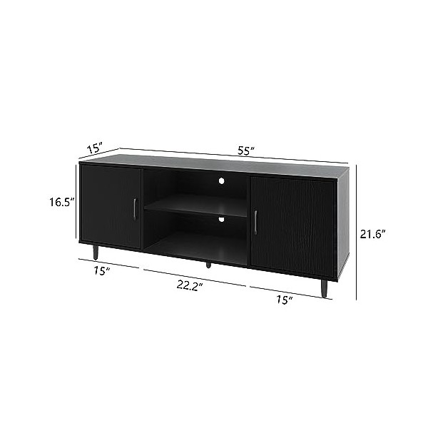 Gyger Meuble TV moderne pour télévision de 65", centre de divertissement TV pour chambre à coucher, salon, console multimédia