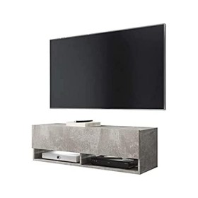 Wander - Meuble TV Suspendu/Banc TV avec LED 100 cm béton 