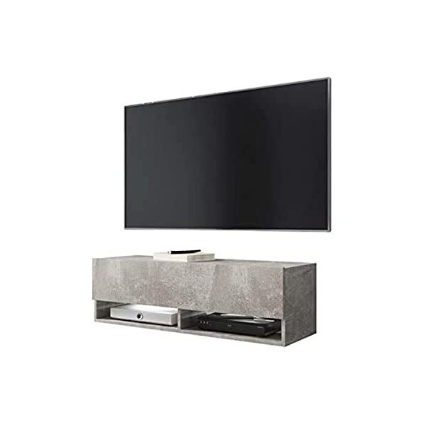 Wander - Meuble TV Suspendu/Banc TV avec LED 100 cm béton 