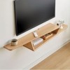 Meuble TV Suspendu Meuble TV flottant en bois de hêtre fixé au mur 59", étagère TV flottante étroite for centre de divertisse