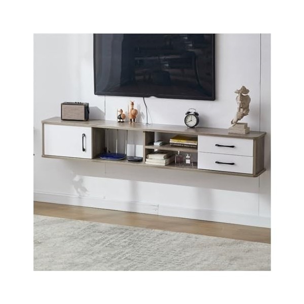 Meuble TV Suspendu Étagères TV de Salon, Meuble TV Flottant Mural, Console multimédia de Divertissement, Grand Meuble de Rang