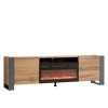 Mirjan24 Weelo Meuble TV avec cheminée électrique, meuble TV pratique, meuble TV bas avec ouverture sans poignée, flamme LED 