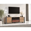 Mirjan24 Weelo Meuble TV avec cheminée électrique, meuble TV pratique, meuble TV bas avec ouverture sans poignée, flamme LED 