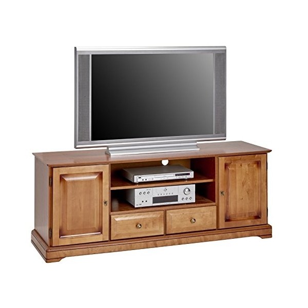 Beaux Meubles Pas Chers 67392 Meuble Grand Ecran TV Merisier 159 cm, Bois, Marron, 159