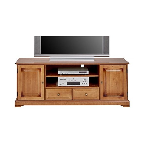 Beaux Meubles Pas Chers 67392 Meuble Grand Ecran TV Merisier 159 cm, Bois, Marron, 159