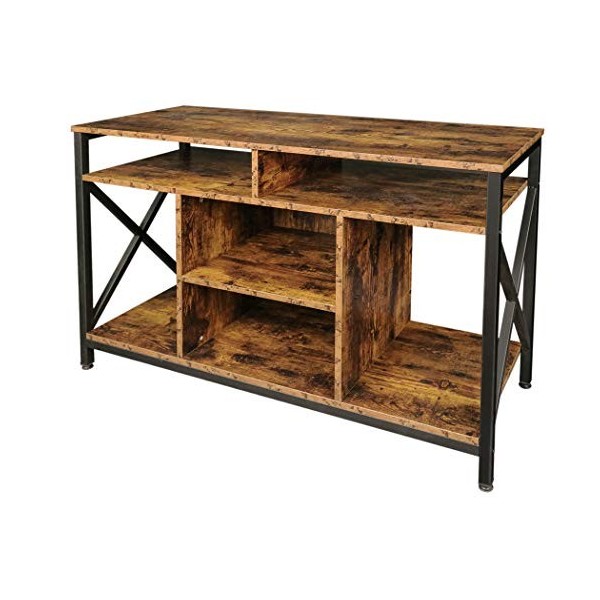 Becko US Meuble TV Farmhouse Table console TV avec étagères de rangement pour 50" Centre de divertissement TV et console mult