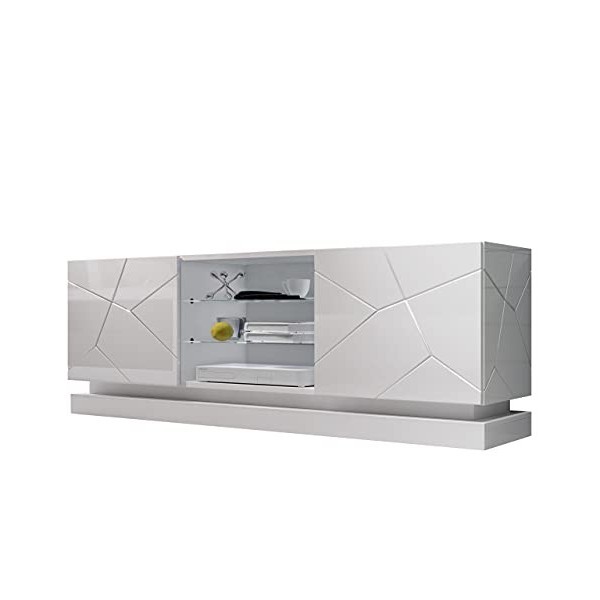 Mirjan24 Meuble TV bas Qiu, armoire TV, ouverture sans poignée, meuble TV, meuble TV, système de fermeture amortie modèle : 