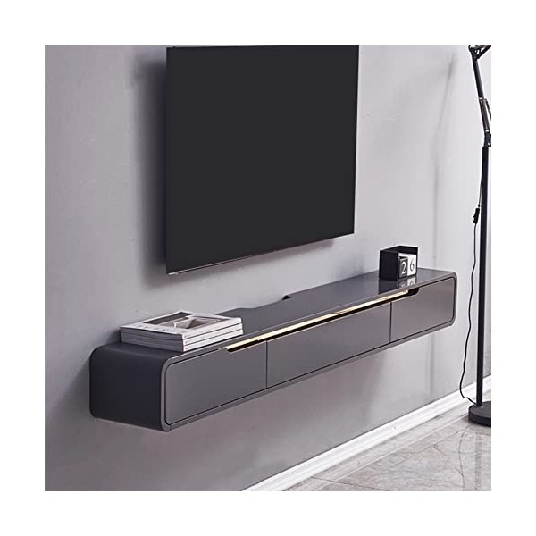 Meuble Tv Mural Meuble Tv Flottant - Console Média Murale Avec 2 Tiroirs, Meuble Tv De Centre De Divertissement Flottant, Mon