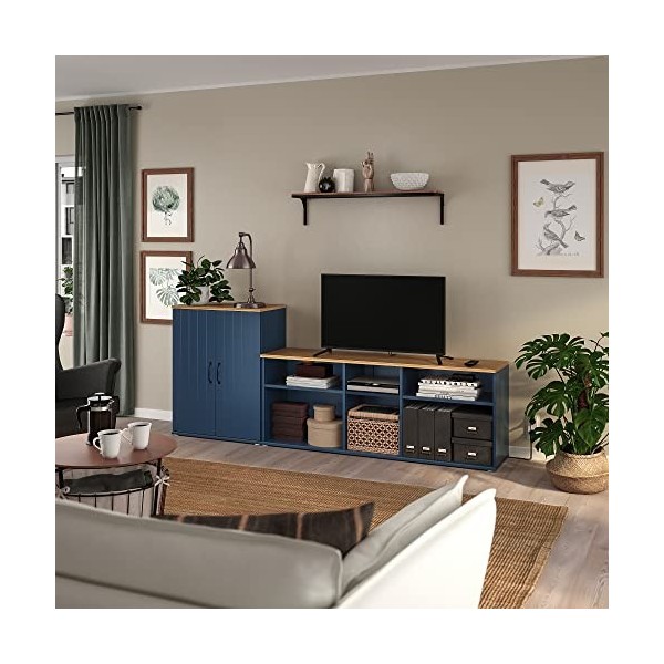 IKEA SKRUVBY Meuble TV 226 x 38 x 90 cm Noir/bleu
