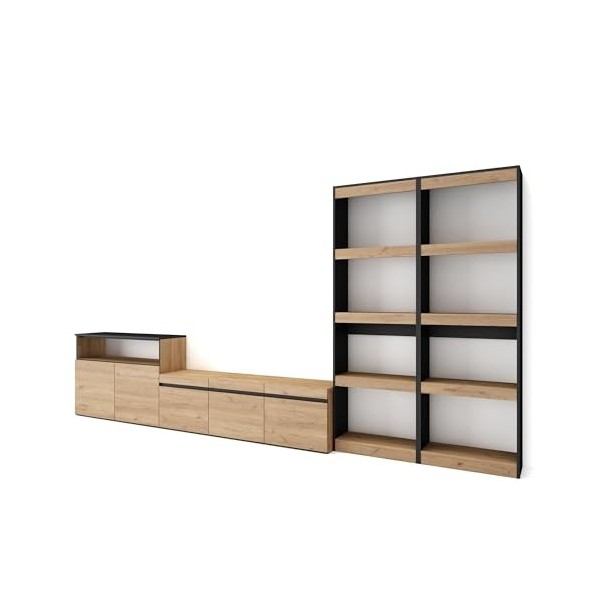 Skraut Home | Ensemble Meuble TV | Meuble Salon Complet | 370x186x35cm | pour Les TV jusquà 65" | Salon Complet | Style Mode