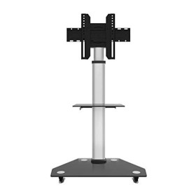 Meuble pour Téléviseur Mobile Au Sol, Chariot pour Téléviseur Réglable en Hauteur avec Plateau Et Charge De Roue De 120 LbXYQ