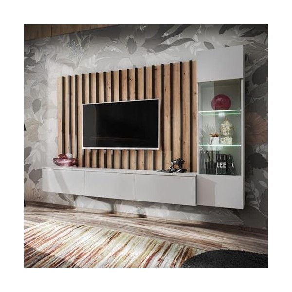 Paris Prix - Ensemble Meuble TV Design verti 220cm Gris & Naturel