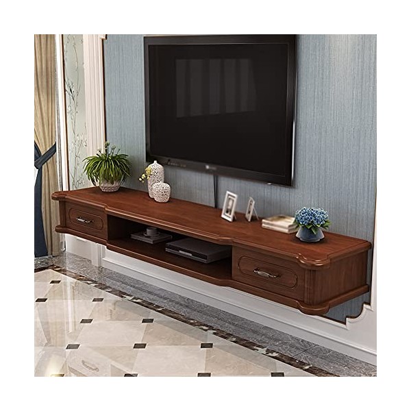 Meuble TV Flottant, Conception De Trou De Fil Meuble TV Mural Console Média Huche De Rangement De Bureau Flottant, pour Salon
