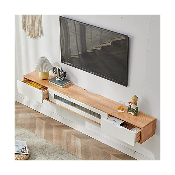 XIBANY Meuble TV Mural Console Média Murale avec 2 Tiroirs, Meuble TV Mural Flottant 47,2/55,1 Pouces, Étagère TV Flottante C