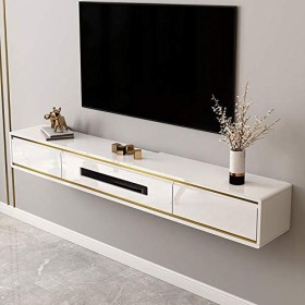 Meuble TV Mural Console multimédia, étagère TV Flottante Meuble TV étagère avec tiroir et Porte darmoire, Console de Jeu pou