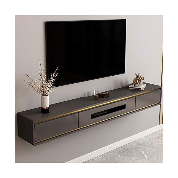 Meuble TV Mural Console multimédia, étagère TV Flottante Meuble TV étagère avec tiroir et Porte darmoire, Console de Jeu pou