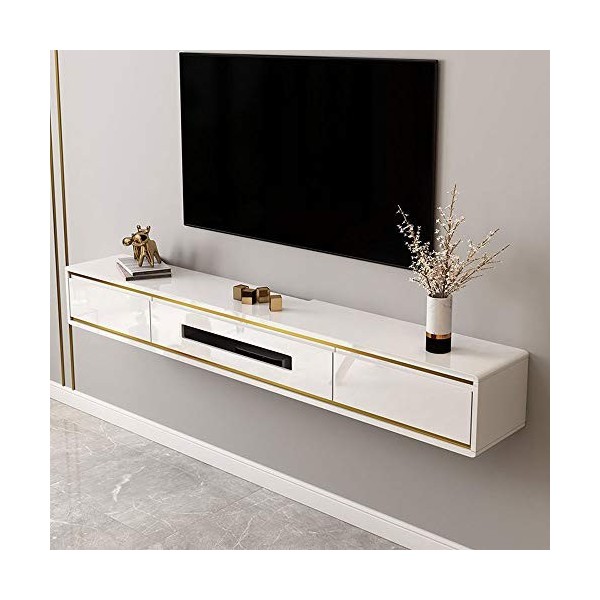 Meuble TV Mural Console multimédia, étagère TV Flottante Meuble TV étagère avec tiroir et Porte darmoire, Console de Jeu pou