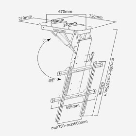 Support TV de Plafond Pliable pour Téléviseurs de 50 Pouces a 90 Pouces, Poids Maximum Jusquà 80 Kg/176,3 LB, Modèles VESA J