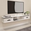 Meuble TV Flottant, étagère Murale en Bois avec Deux tiroirs, pour boîtier de Rangement, Console de Jeu, Composants TV, livre