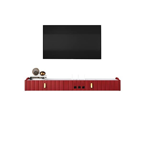 Meuble TV Flottant Centre de Divertissement Mural avec Trou de Câble, Étagère de Décodeur, Étagère de Rangement Flottante pou