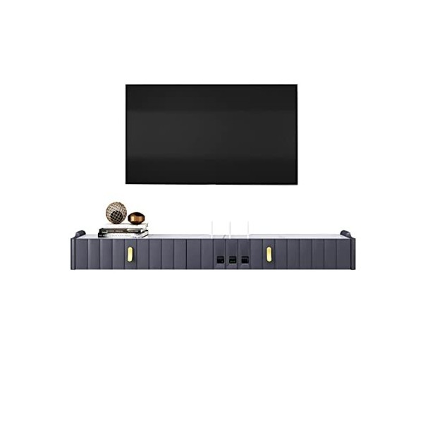 Meuble TV Flottant Centre de Divertissement Mural avec Trou de Câble, Étagère de Décodeur, Étagère de Rangement Flottante pou