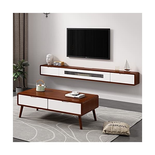 Meuble TV Mural 55,1 Pouces Meuble TV Flottant,Étagère TV Flottante Console Média Murale,Centre De Divertissement Suspendu Me