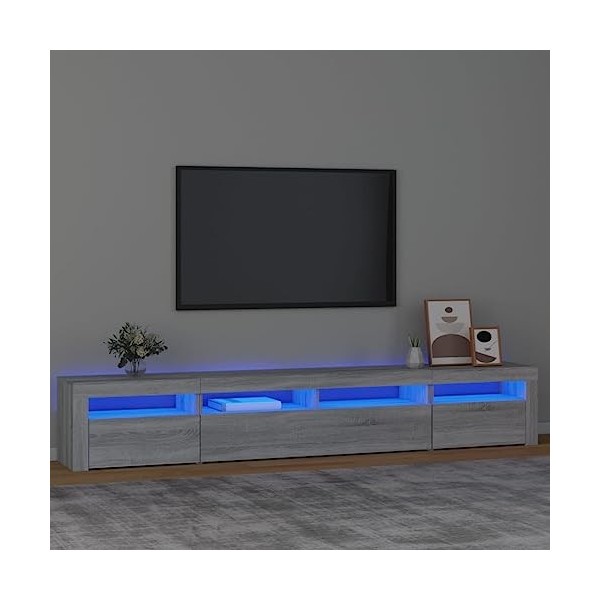 Meuble TV avec lumières LED Gris Sonoma 240x35x40 cm
