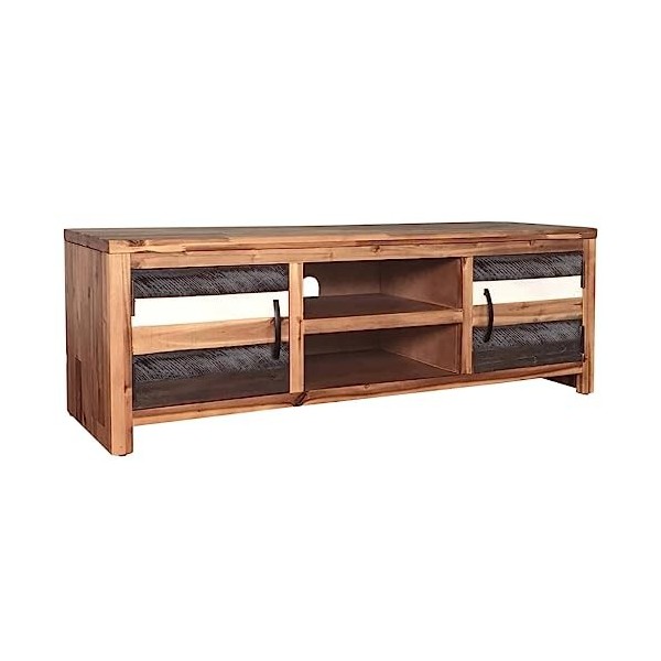 Meuble TV en bois dacacia massif 120 x 35 x 40 cm