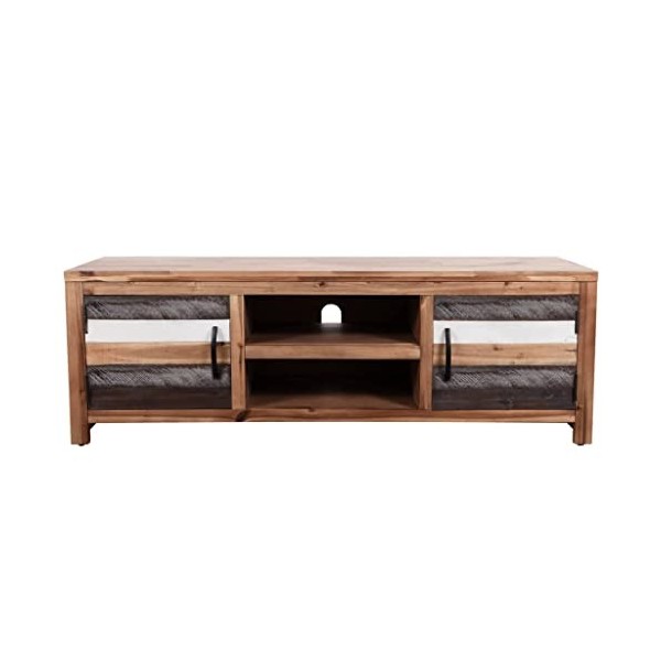 Meuble TV en bois dacacia massif 120 x 35 x 40 cm