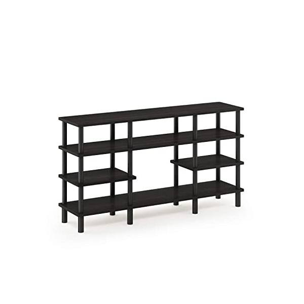 Furinno Turn-N-Tube Meuble pour Téléviseur Polyvalent à 4 Niveauxà Large Étagère, Espresso/Noir, One Size