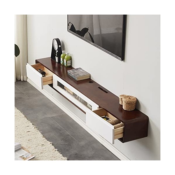 Meuble TV mural Console multimédia murale avec 2 tiroirs, meuble TV flottant, étagère TV flottante, meuble TV mural étagère d