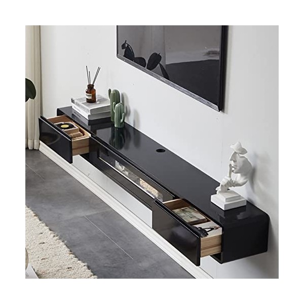 Meuble TV mural Console multimédia murale avec 2 tiroirs, meuble TV flottant, étagère TV flottante, meuble TV mural étagère d