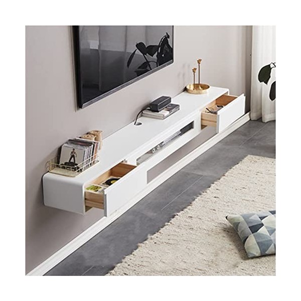 Meuble TV mural Console multimédia murale avec 2 tiroirs, meuble TV flottant, étagère TV flottante, meuble TV mural étagère d
