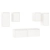 DCRAF Home Hardware Businese Lot de 6 meubles TV en pin massif Blanc