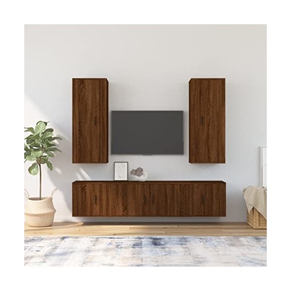 DCRAF Home Hardware Businese Meuble TV 5 pièces Chêne Marron