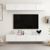 TECHPO Centres de divertissement et meubles TV, meubles TV 4 pièces blanc brillant 100 x 30 x 30 cm en bois dingénierie