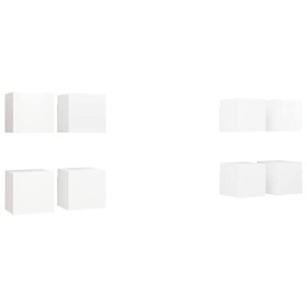 AJJHUUKI Centres de divertissement et supports TV muraux 8 pièces Blanc 30,5 x 30 x 30 cm Meubles