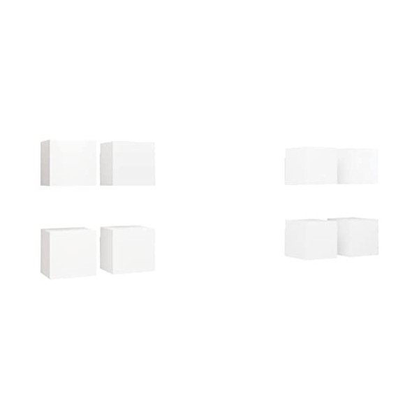 AJJHUUKI Centres de divertissement et supports TV muraux 8 pièces Blanc 30,5 x 30 x 30 cm Meubles